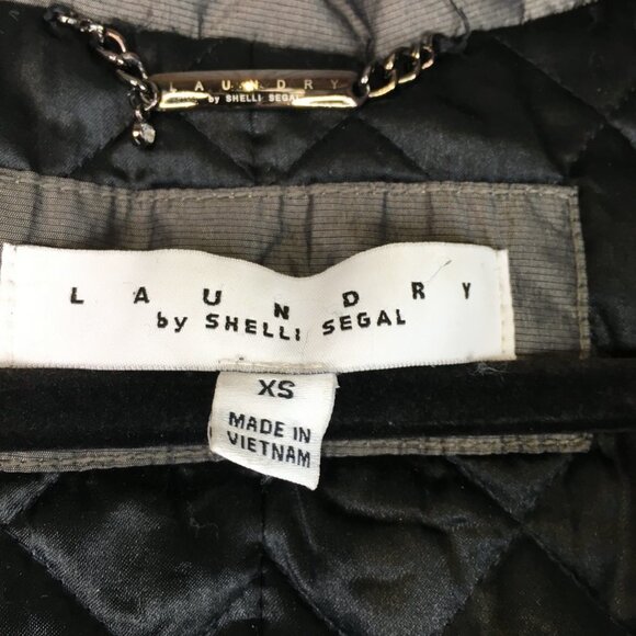 Laundry by Shelli Segal Fur Trim Hood  Long Jacket Green Size XS - Picture 7 of 16